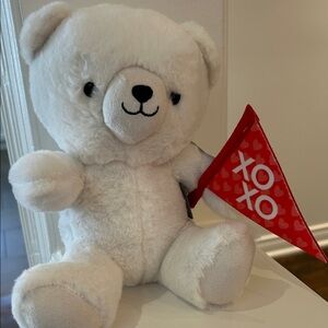 Hallmark White Plush Bear with Red XOXO Pennant